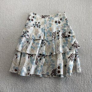 Y2K Jacobs Ruffle Floral Mini Skirt Boho Romantic Indie Cottagecore Wom Sz 3/4